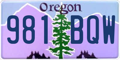 OR license plate 981BQW