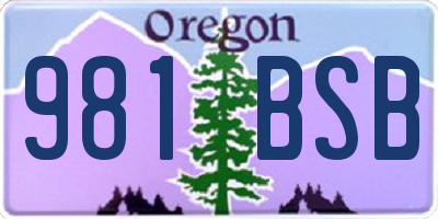OR license plate 981BSB