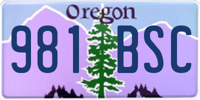 OR license plate 981BSC