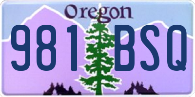 OR license plate 981BSQ