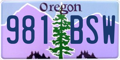 OR license plate 981BSW