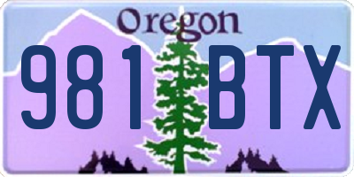 OR license plate 981BTX