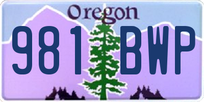OR license plate 981BWP