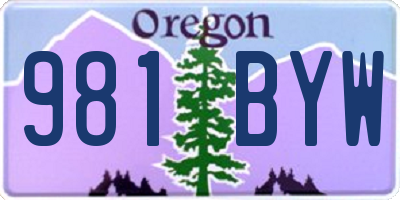 OR license plate 981BYW
