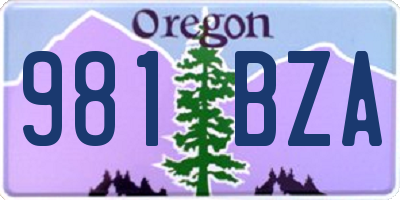 OR license plate 981BZA