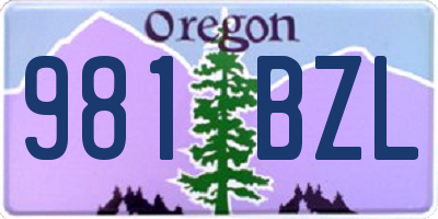 OR license plate 981BZL