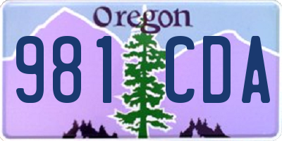 OR license plate 981CDA