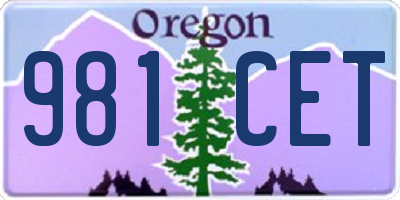 OR license plate 981CET