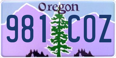 OR license plate 981COZ