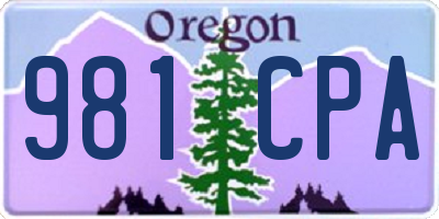 OR license plate 981CPA