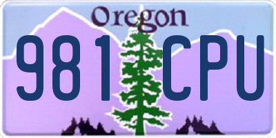 OR license plate 981CPU