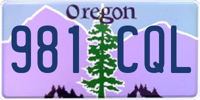 OR license plate 981CQL