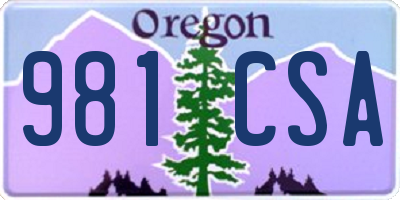 OR license plate 981CSA