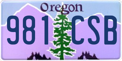 OR license plate 981CSB