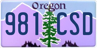 OR license plate 981CSD