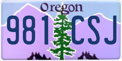 OR license plate 981CSJ