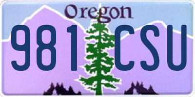 OR license plate 981CSU