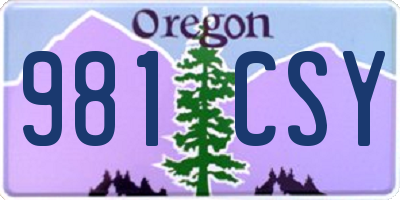 OR license plate 981CSY