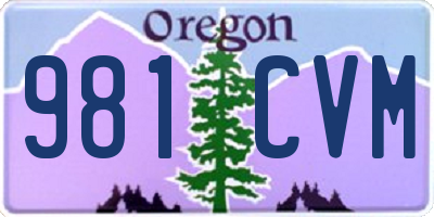 OR license plate 981CVM