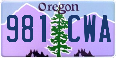 OR license plate 981CWA
