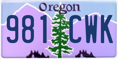 OR license plate 981CWK