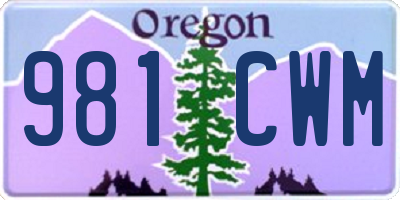 OR license plate 981CWM