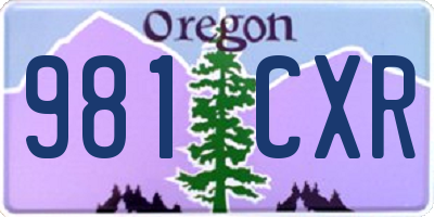 OR license plate 981CXR