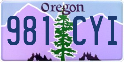 OR license plate 981CYI