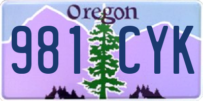 OR license plate 981CYK
