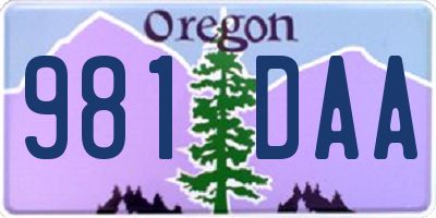 OR license plate 981DAA