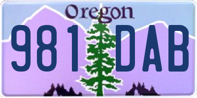 OR license plate 981DAB