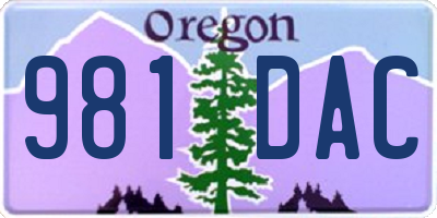 OR license plate 981DAC