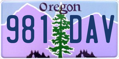 OR license plate 981DAV