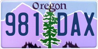 OR license plate 981DAX