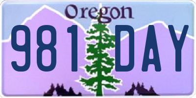 OR license plate 981DAY