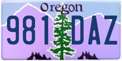 OR license plate 981DAZ