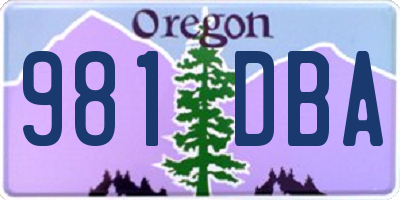 OR license plate 981DBA