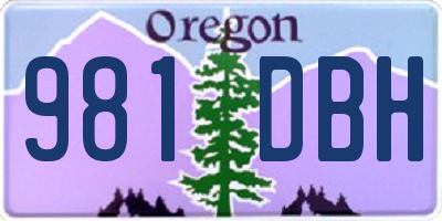 OR license plate 981DBH