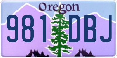 OR license plate 981DBJ