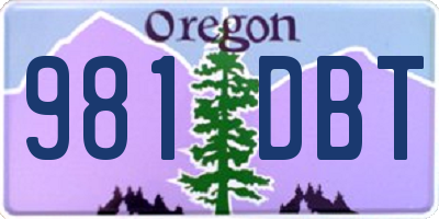 OR license plate 981DBT