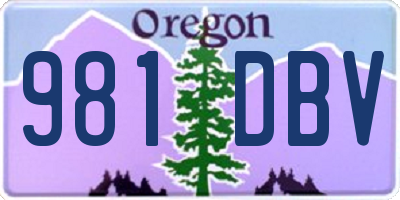 OR license plate 981DBV