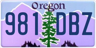 OR license plate 981DBZ