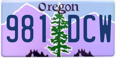 OR license plate 981DCW