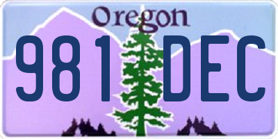 OR license plate 981DEC