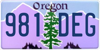 OR license plate 981DEG