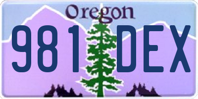 OR license plate 981DEX