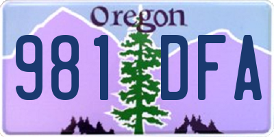OR license plate 981DFA