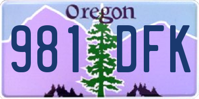 OR license plate 981DFK