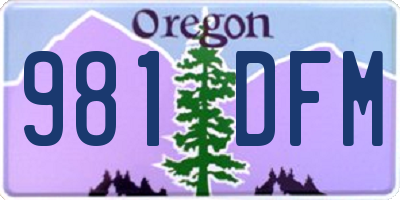 OR license plate 981DFM