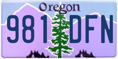 OR license plate 981DFN